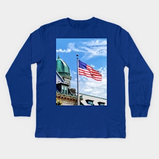 US Naval Academy - Flag Flying Over Tecumseh Court Kids Long Sleeve T-Shirt